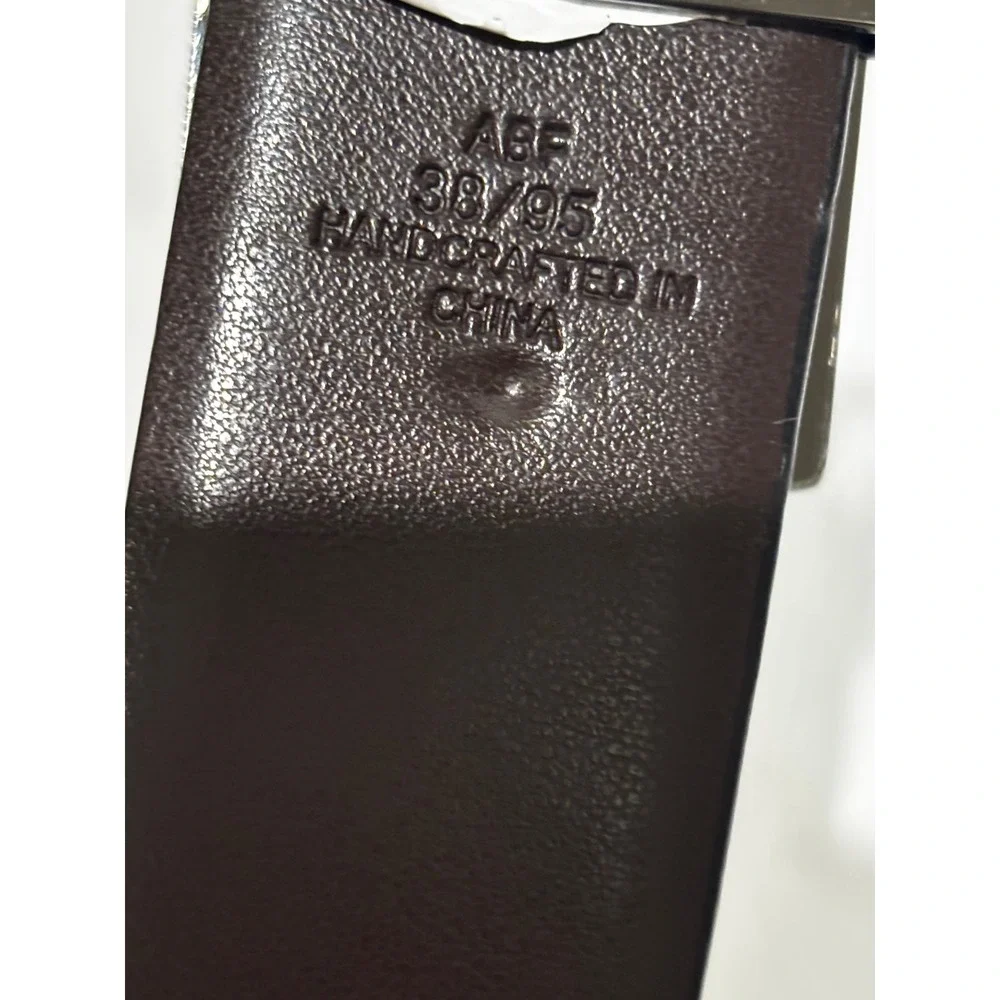 Dark Brown faux Leather Handcrafted Belt Gunmetal Plaque‎ Buckle Size 38/95 ABF